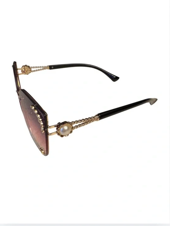 SUNGLASSES: Luxury Pink Ombré & Golden Gradient Oversized w/Monogram, NWOT - Picture 14 of 17